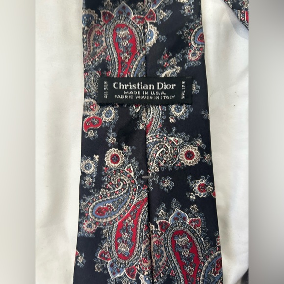Vintage Christian Dior Monsieur Stripes Print Silk Tie - Picture 1 of 5